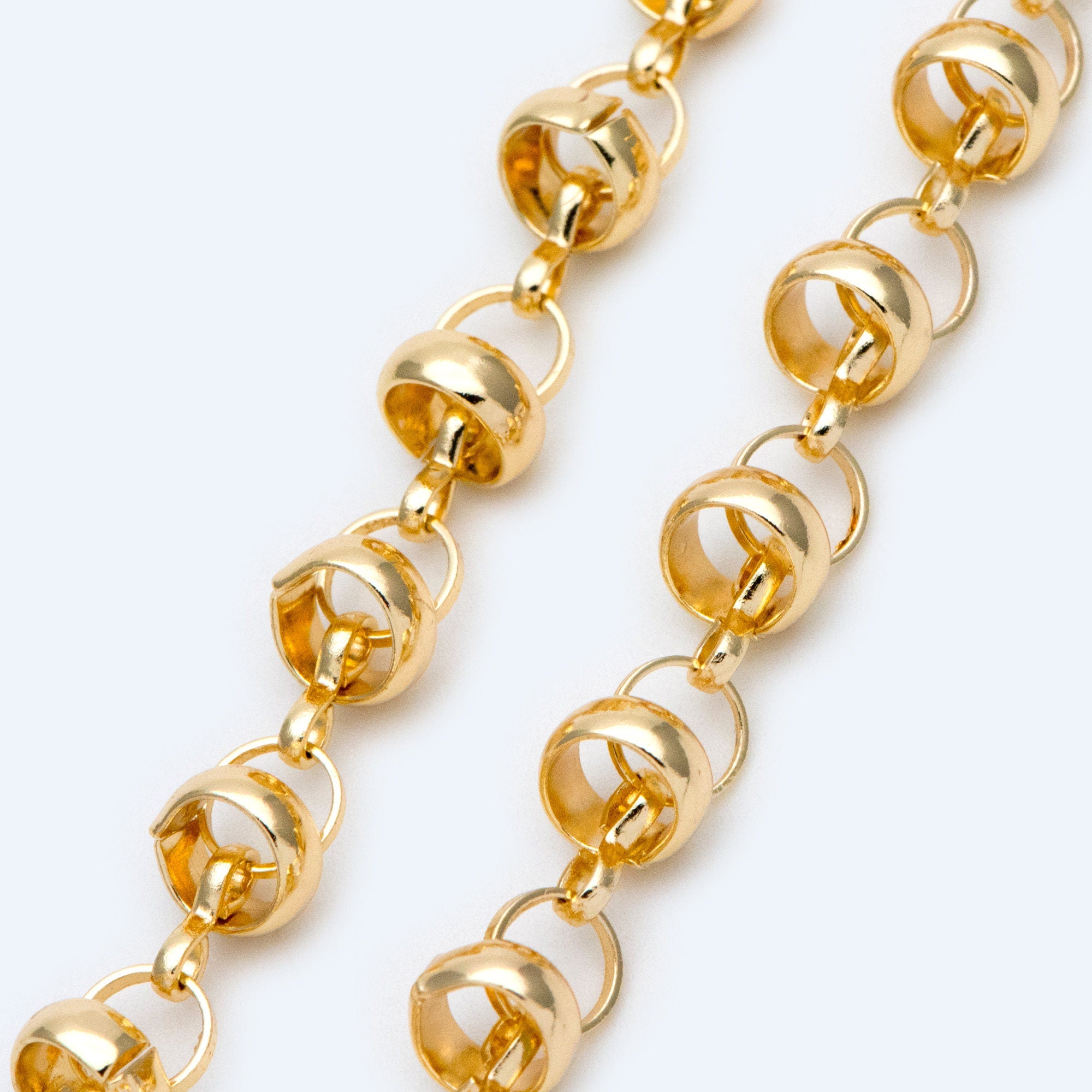 Gold Plated Brass designer Chain, Round Linked Chains, DIY Chain Wholesale (#LK-395)/ 1 Meter=3.3 ft